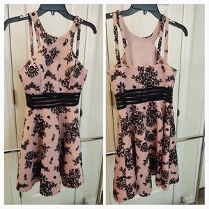 City Studio pink and black floral halter dress